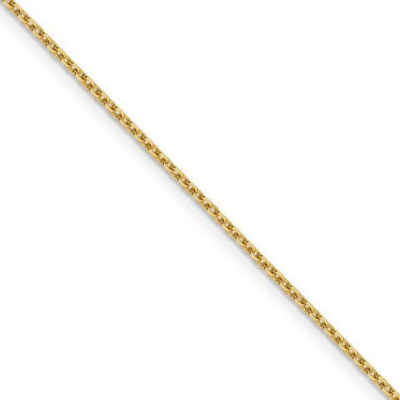 1.5mm 14k Yellow Gold Diamond Cut Solid Rolo Chain Necklace 18 Inch